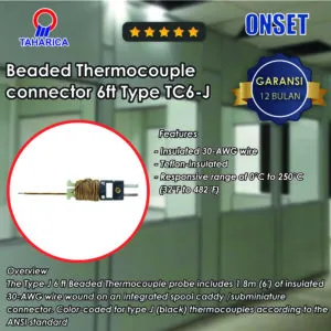 Type J 6 ft Beaded Thermocouple – Range: 0 to 250°C (32° to 482°F) Sensor