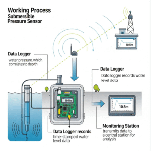 Proses sensor tekanan air.