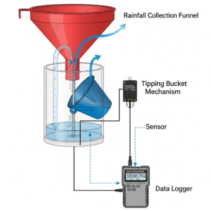 Skema tipping bucket rain gauge.