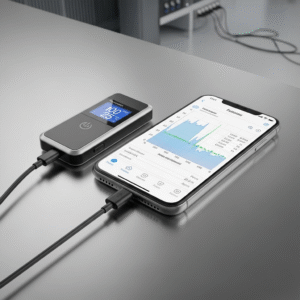 alat data logger terhebung dengan handphone